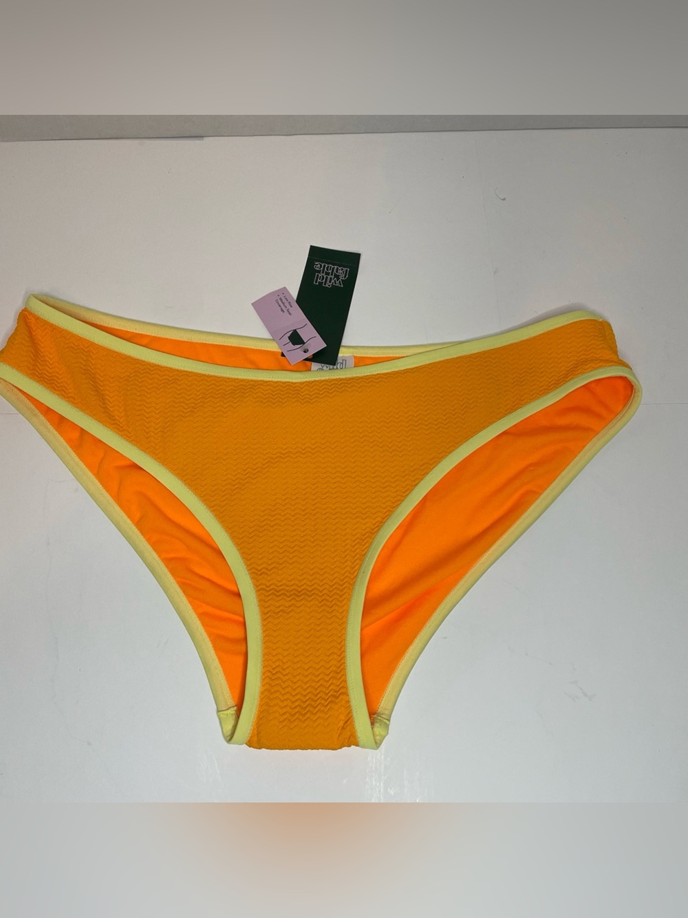 Wild Fable Orange Yellow Trim Bikini Bottom L Low Rise Medium Coverage Textured